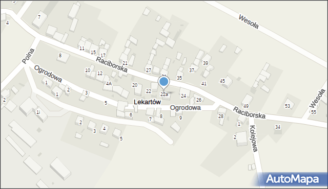 Lekartów, Raciborska, 22a, mapa Lekartów