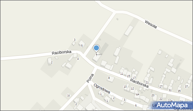 Lekartów, Raciborska, 7, mapa Lekartów