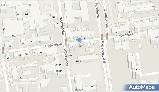 Łódź, Radwańska, 14, mapa Łodzi