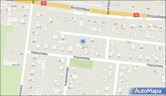 Łódź, Raszyńska, 12, mapa Łodzi