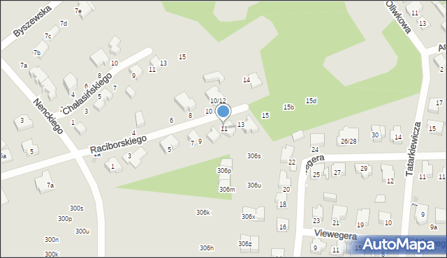 Łódź, Raciborskiego Mariana, 11, mapa Łodzi