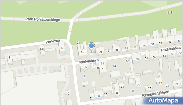 Łódź, Radwańska, 71, mapa Łodzi