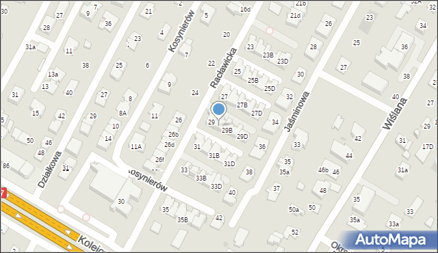 Łomianki, Racławicka, 29A, mapa Łomianki