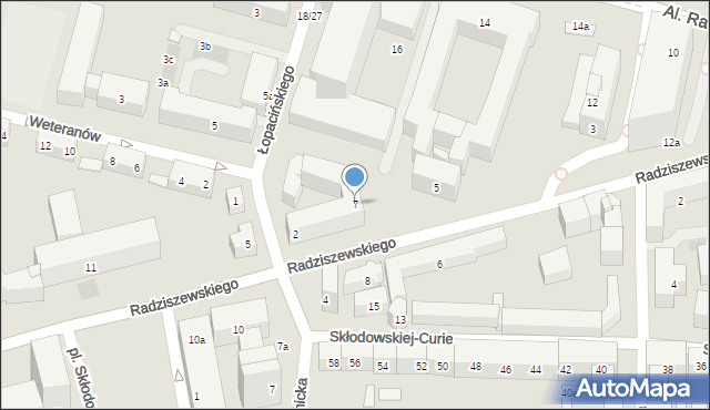 Lublin, Radziszewskiego Idziego, 7, mapa Lublina