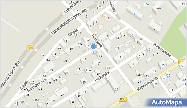 Lublin, Radzikowska, 12, mapa Lublina