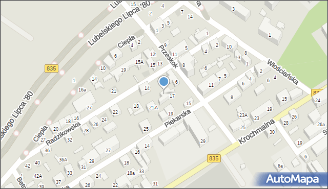 Lublin, Radzikowska, 12b, mapa Lublina