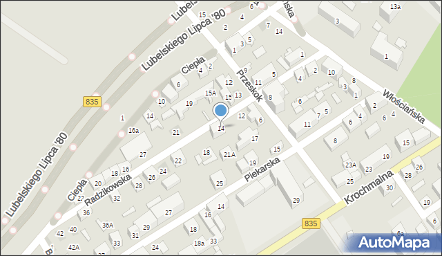 Lublin, Radzikowska, 14, mapa Lublina