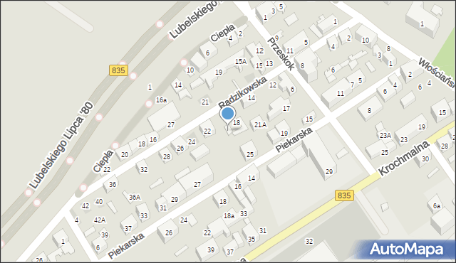 Lublin, Radzikowska, 20, mapa Lublina