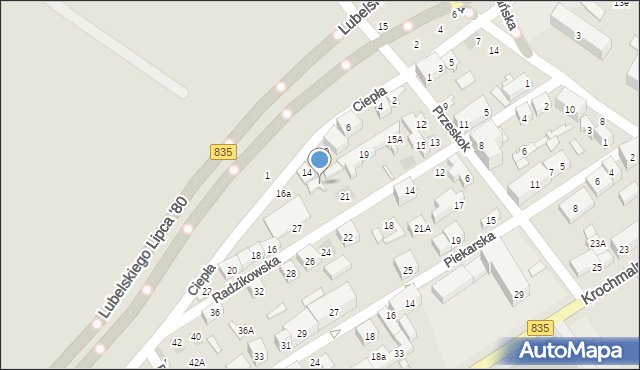 Lublin, Radzikowska, 23, mapa Lublina