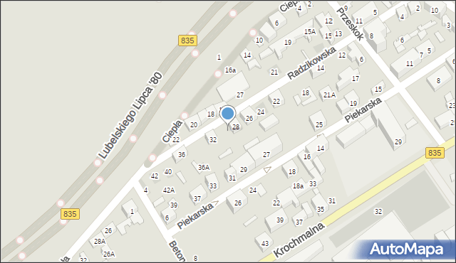 Lublin, Radzikowska, 30, mapa Lublina