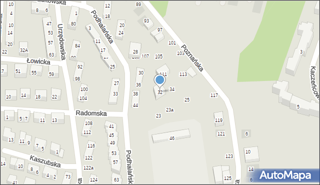 Lublin, Radomska, 32, mapa Lublina