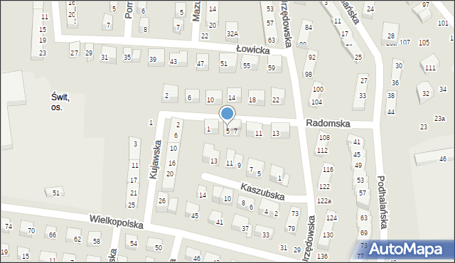 Lublin, Radomska, 5, mapa Lublina