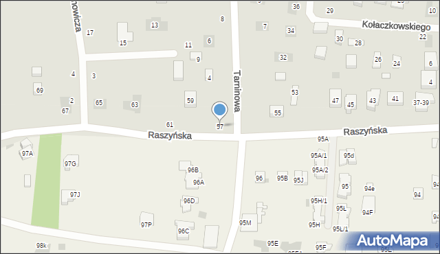 Lublin, Raszyńska, 57, mapa Lublina