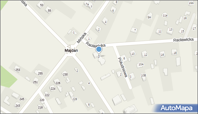 Majdan, Racławicka, 2, mapa Majdan
