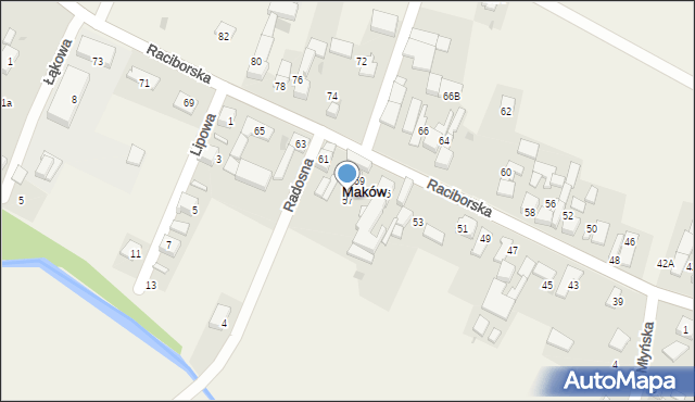 Maków, Raciborska, 57, mapa Maków