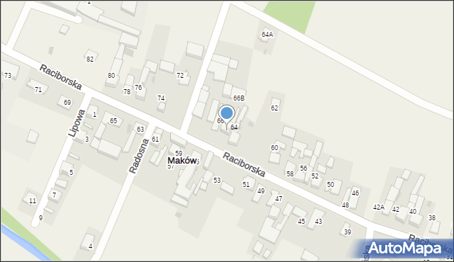 Maków, Raciborska, 66A, mapa Maków