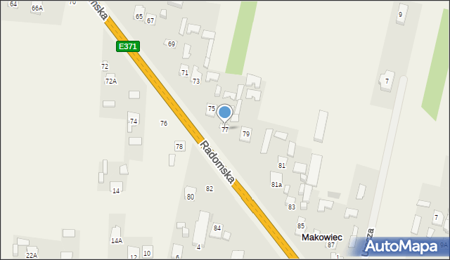 Makowiec, Radomska, 77, mapa Makowiec