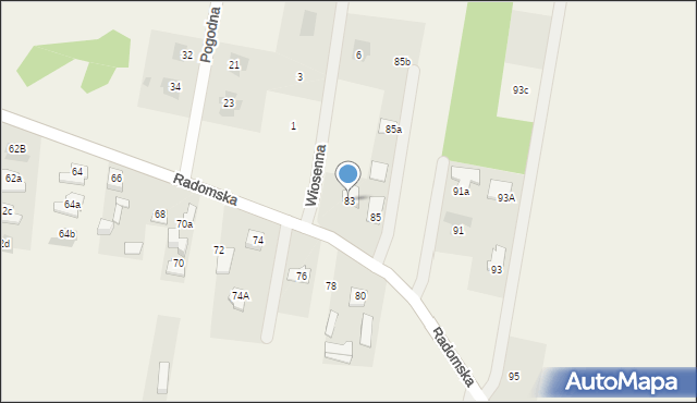 Małęczyn, Radomska, 83, mapa Małęczyn
