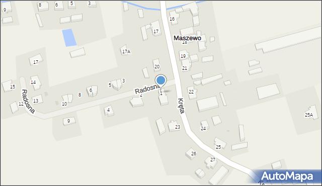 Maszewo, Radosna, 1, mapa Maszewo