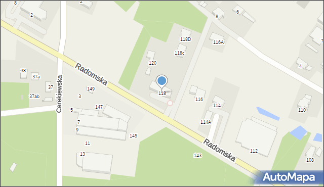 Milejowice, Radomska, 118, mapa Milejowice