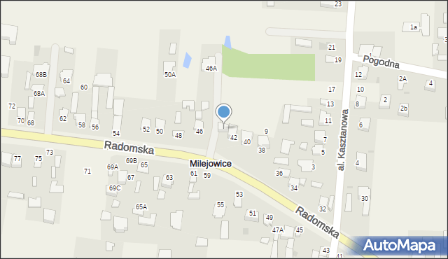 Milejowice, Radomska, 44A, mapa Milejowice