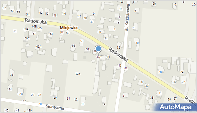 Milejowice, Radomska, 47A, mapa Milejowice