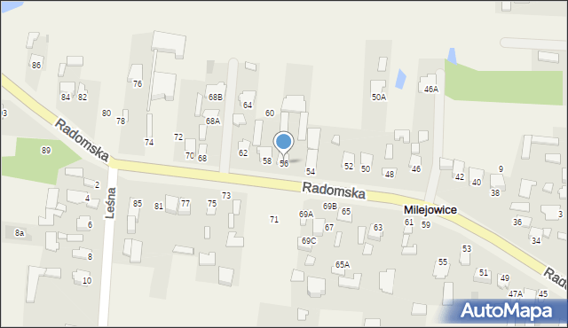 Milejowice, Radomska, 56, mapa Milejowice