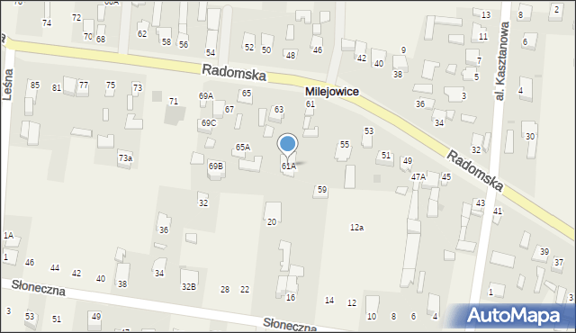 Milejowice, Radomska, 61A, mapa Milejowice