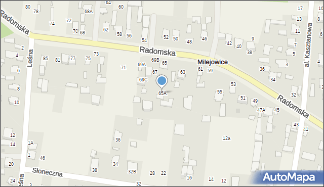 Milejowice, Radomska, 65A, mapa Milejowice