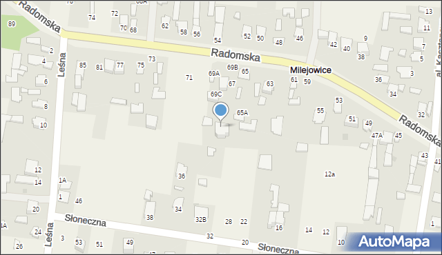 Milejowice, Radomska, 69B, mapa Milejowice