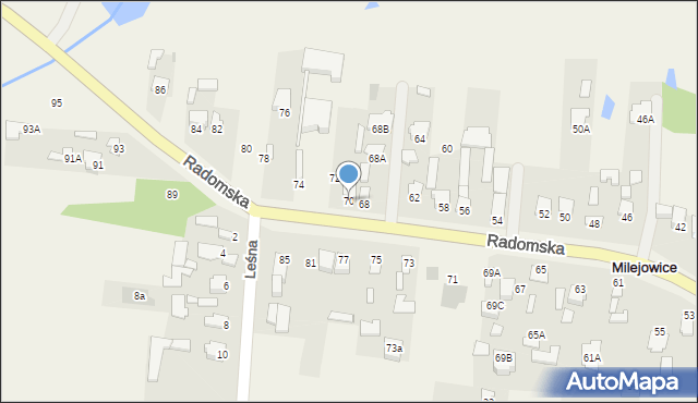 Milejowice, Radomska, 70, mapa Milejowice