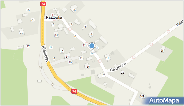 Mniów, Raszówka, 14, mapa Mniów