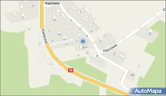 Mniów, Raszówka, 16, mapa Mniów