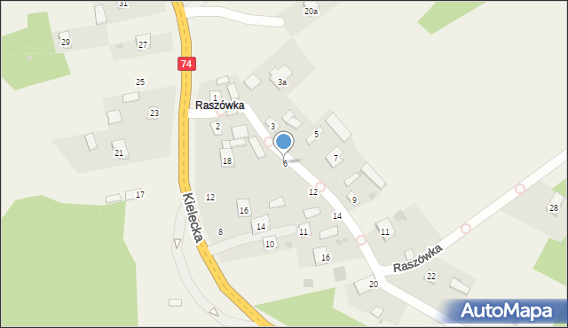 Mniów, Raszówka, 6, mapa Mniów