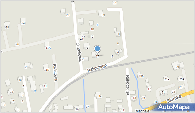 Mszana Dolna, Rakoczego Franciszka, 27, mapa Mszana Dolna