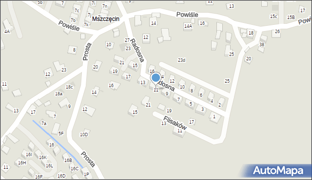 Niepołomice, Radosna, 11, mapa Niepołomice