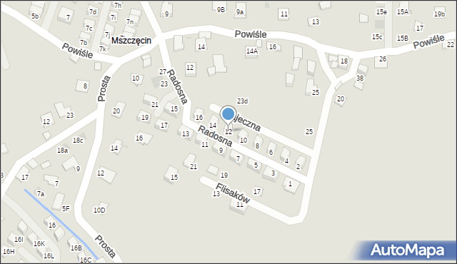 Niepołomice, Radosna, 12, mapa Niepołomice