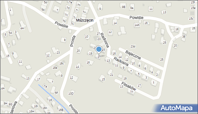 Niepołomice, Radosna, 17, mapa Niepołomice