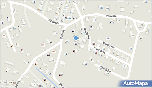 Niepołomice, Radosna, 19, mapa Niepołomice