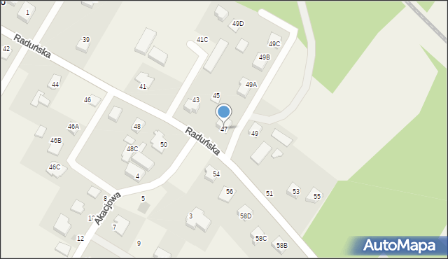 Niestępowo, Raduńska, 47, mapa Niestępowo