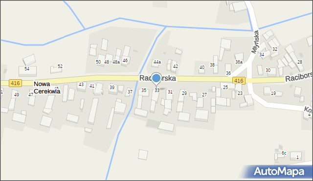 Nowa Cerekwia, Raciborska, 33, mapa Nowa Cerekwia