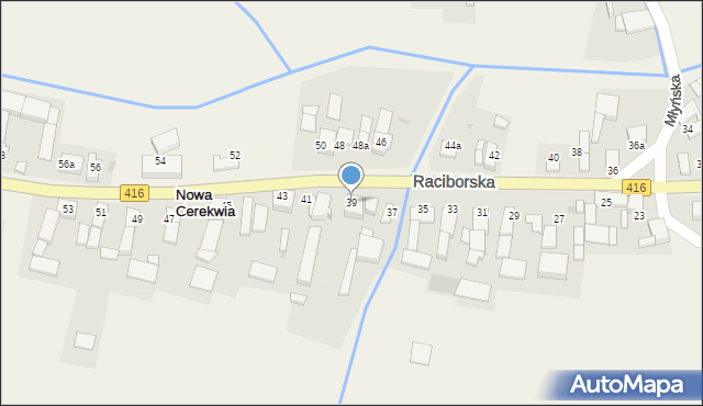 Nowa Cerekwia, Raciborska, 39, mapa Nowa Cerekwia