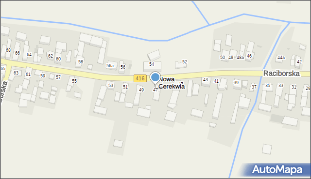 Nowa Cerekwia, Raciborska, 47, mapa Nowa Cerekwia