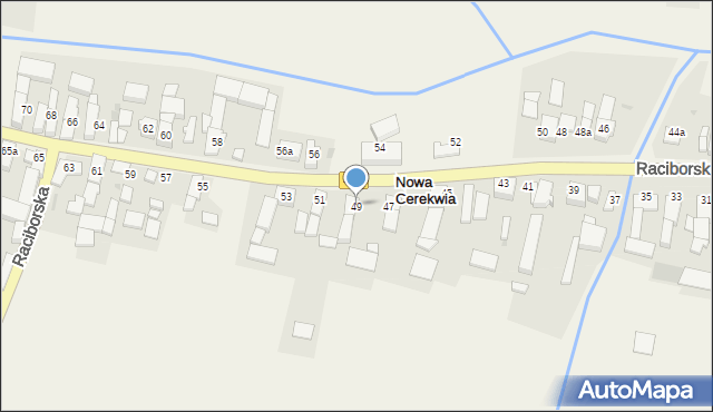 Nowa Cerekwia, Raciborska, 49, mapa Nowa Cerekwia