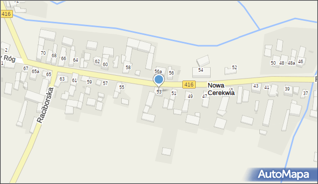 Nowa Cerekwia, Raciborska, 53, mapa Nowa Cerekwia