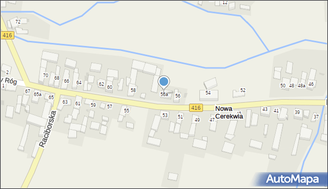 Nowa Cerekwia, Raciborska, 56a, mapa Nowa Cerekwia