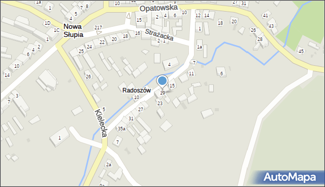 Nowa Słupia, Radoszów, 19, mapa Nowa Słupia