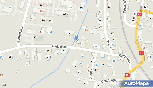 Nowy Sącz, Radziecka, 16, mapa Nowego Sącza