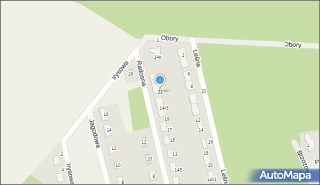 Obory, Radosna, 23, mapa Obory