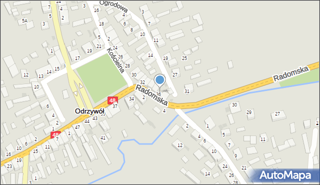 Odrzywół, Radomska, 7, mapa Odrzywół